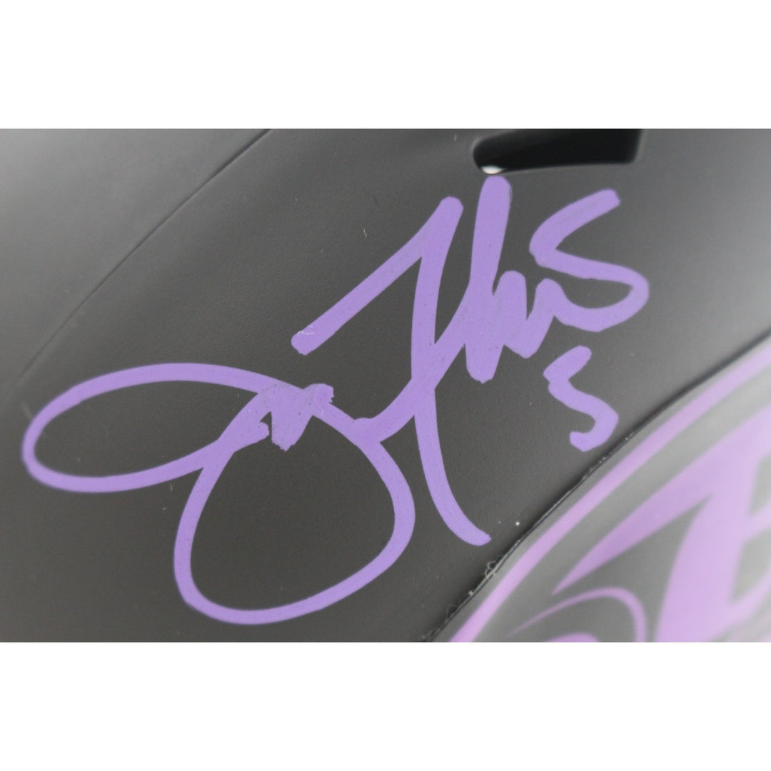 Joe Flacco Autographed/Signed Baltimore Ravens Eclipse Mini Helmet JSA 49656