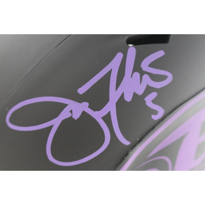 Joe Flacco Autographed/Signed Baltimore Ravens Eclipse Mini Helmet JSA 49656