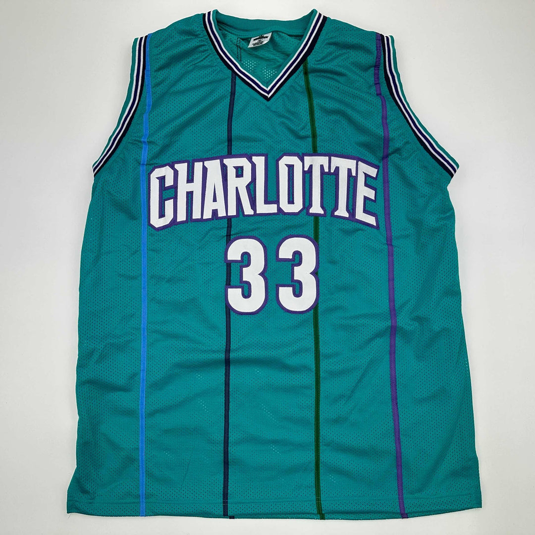 Facsimile Autographed Alonzo Mourning Charlotte Teal Reprint Jersey Size Mens XL