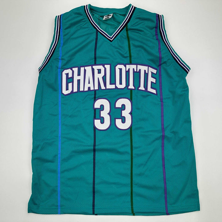 Facsimile Autographed Alonzo Mourning Charlotte Teal Reprint Jersey Size Mens XL