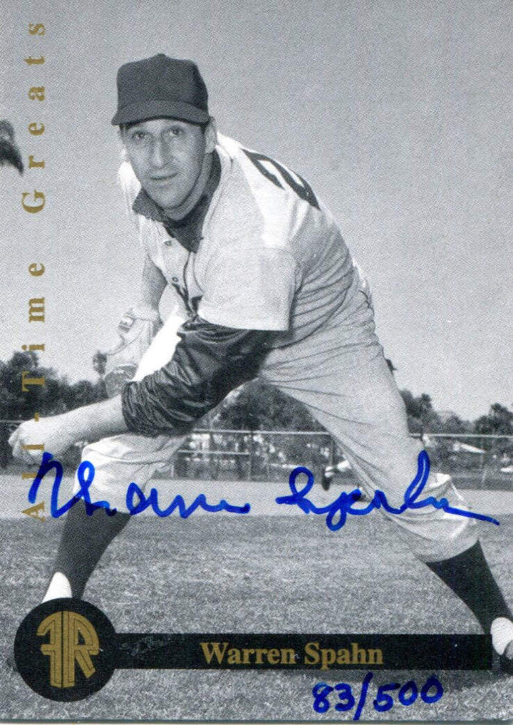 Warren Spahn Autographed Front Row Card #83/500