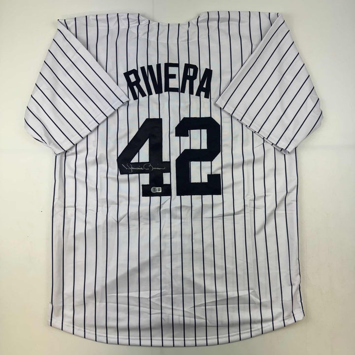 Autographed/Signed Mariano Rivera New York Pinstripe Jersey BAS Holo