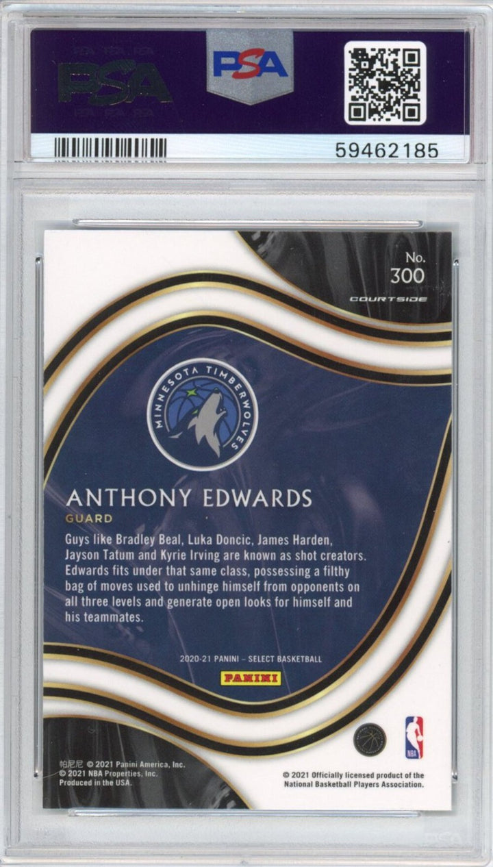 Graded 2020-21 Panini Select Anthony Edwards #300 Blue Retail Rookie Card PSA 10