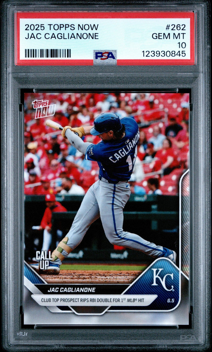 Graded 2025 Topps Now Jac Caglianone #262 Rookie Baseball Card PSA 10 Gem Mint