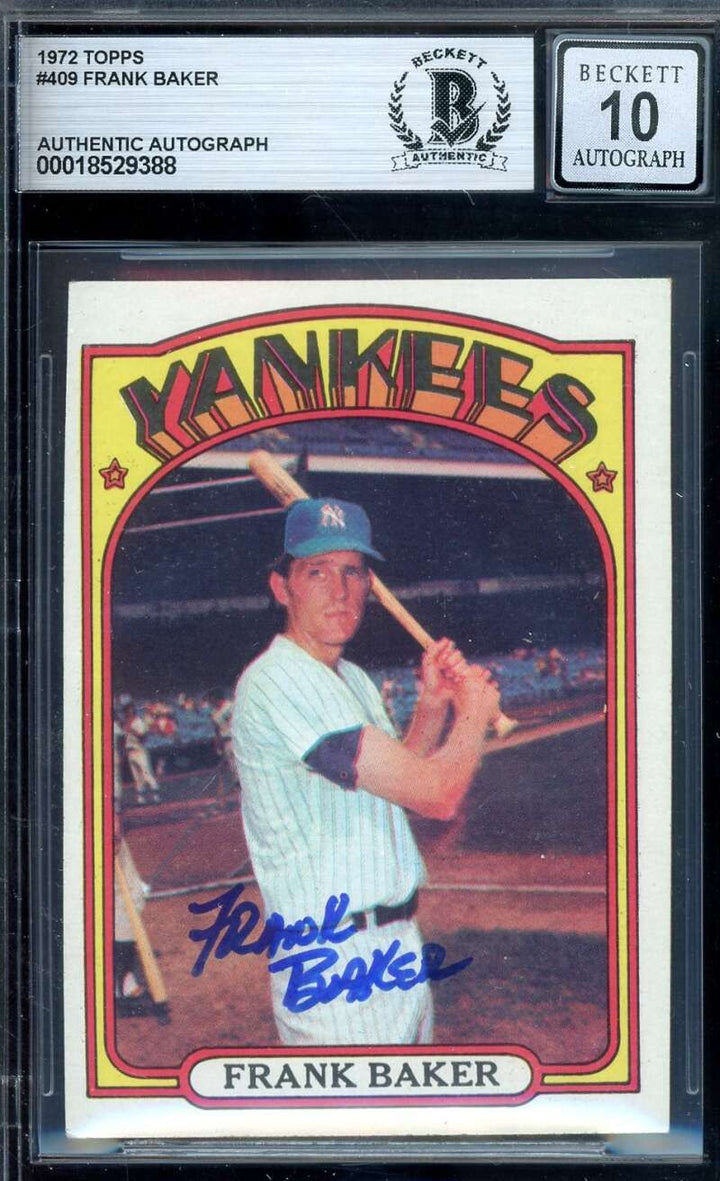 Frank Baker Gem Mint 10 Beckett BAS Signed 1972 Topps Autograph