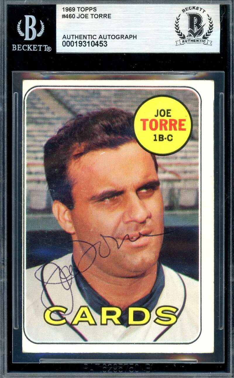 Joe Torre Beckett BAS Vintage Signed 1969 Topps Autograph Cardinals