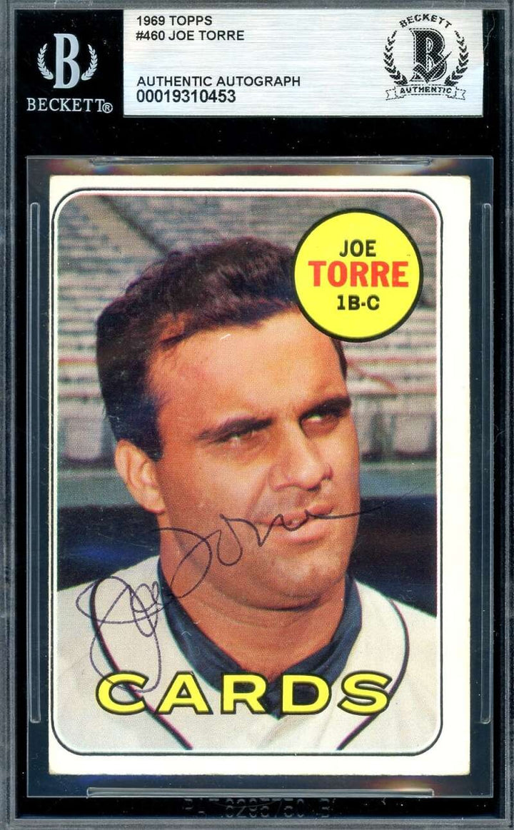 Joe Torre Beckett BAS Vintage Signed 1969 Topps Autograph Cardinals