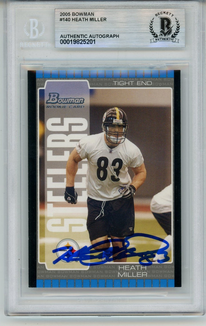 Heath Miller Autographed 2005 Bowman #140 Trading Card Slab Beckett 57096