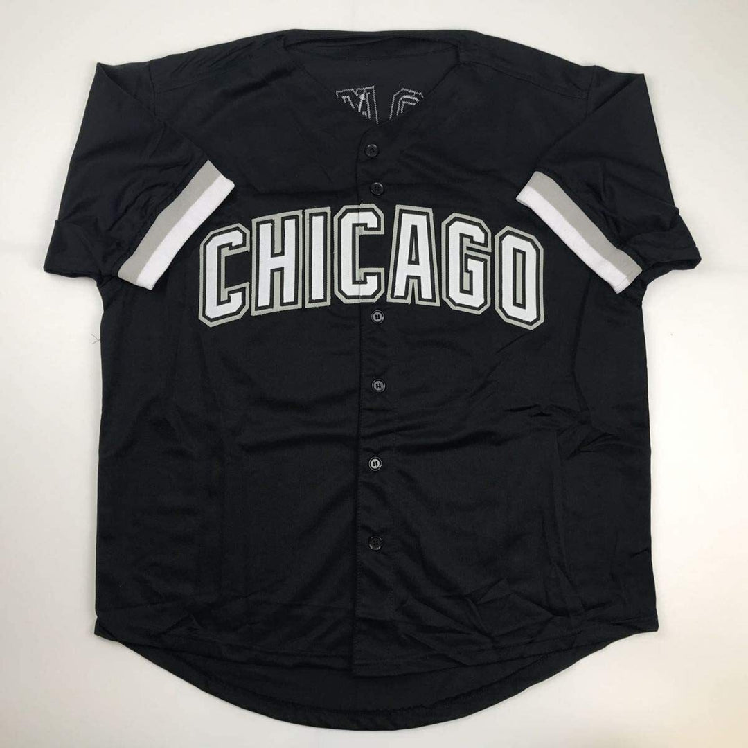Autographed/Signed FRANK THOMAS Chicago Black Baseball Jersey JSA COA Auto