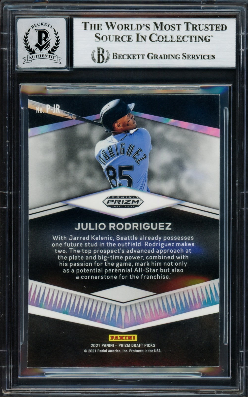 Julio Rodriguez Auto 2021 Panini Prizm Prospects RC P-JR Mariners Sig 10 Beckett