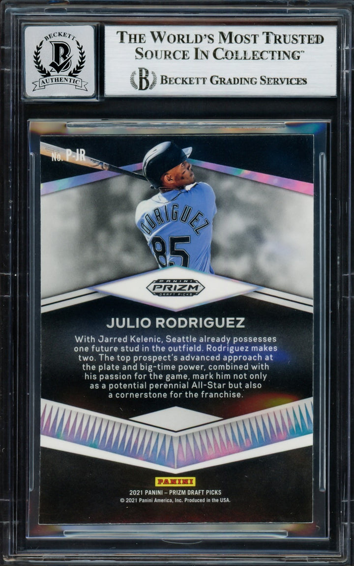 Julio Rodriguez Auto 2021 Panini Prizm Prospects RC P-JR Mariners Sig 10 Beckett