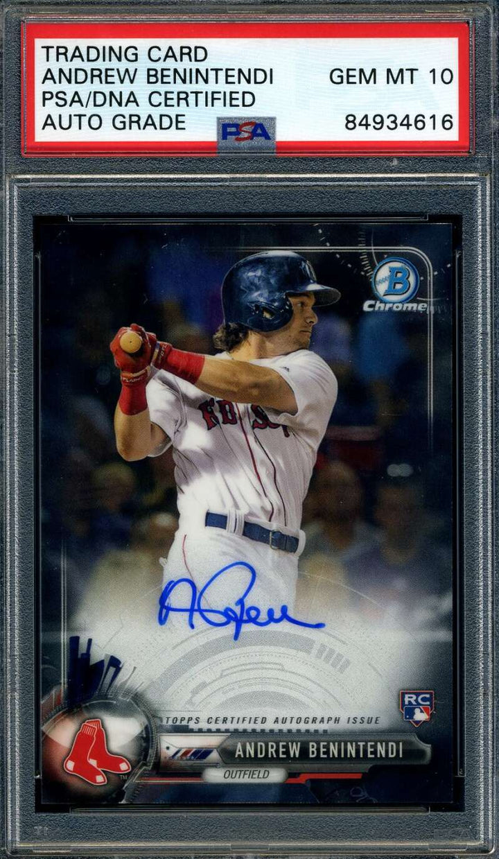 Andrew Benintendi Gem Mint 10 PSA DNA Signed 2017 Bowman Chrome Rookie Autograph