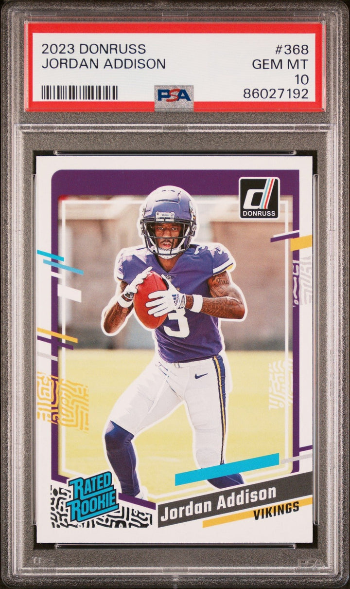 Graded 2023 Panini Donruss Jordan Addison #368 Rookie Card PSA 10 Gem