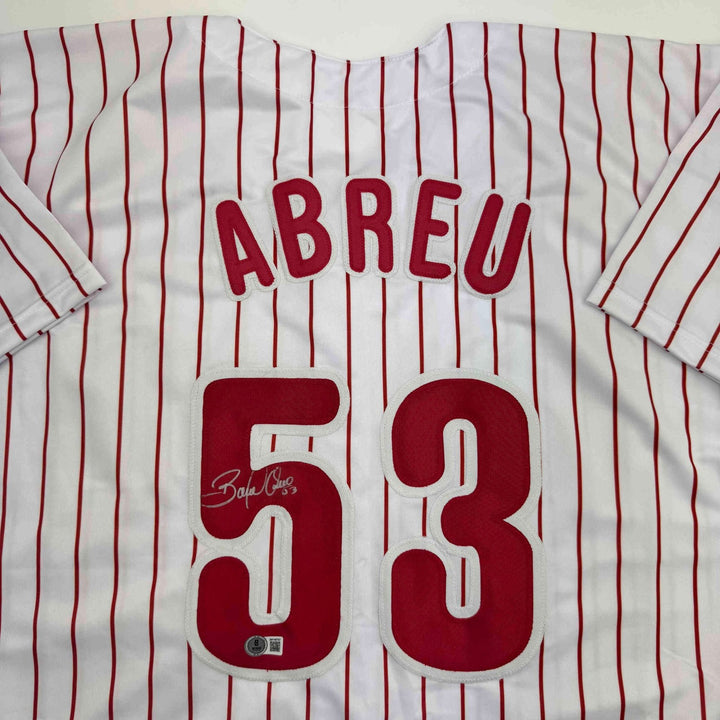 Autographed/Signed Bobby Abreu Philadelphia Pinstripe Jersey Beckett COA