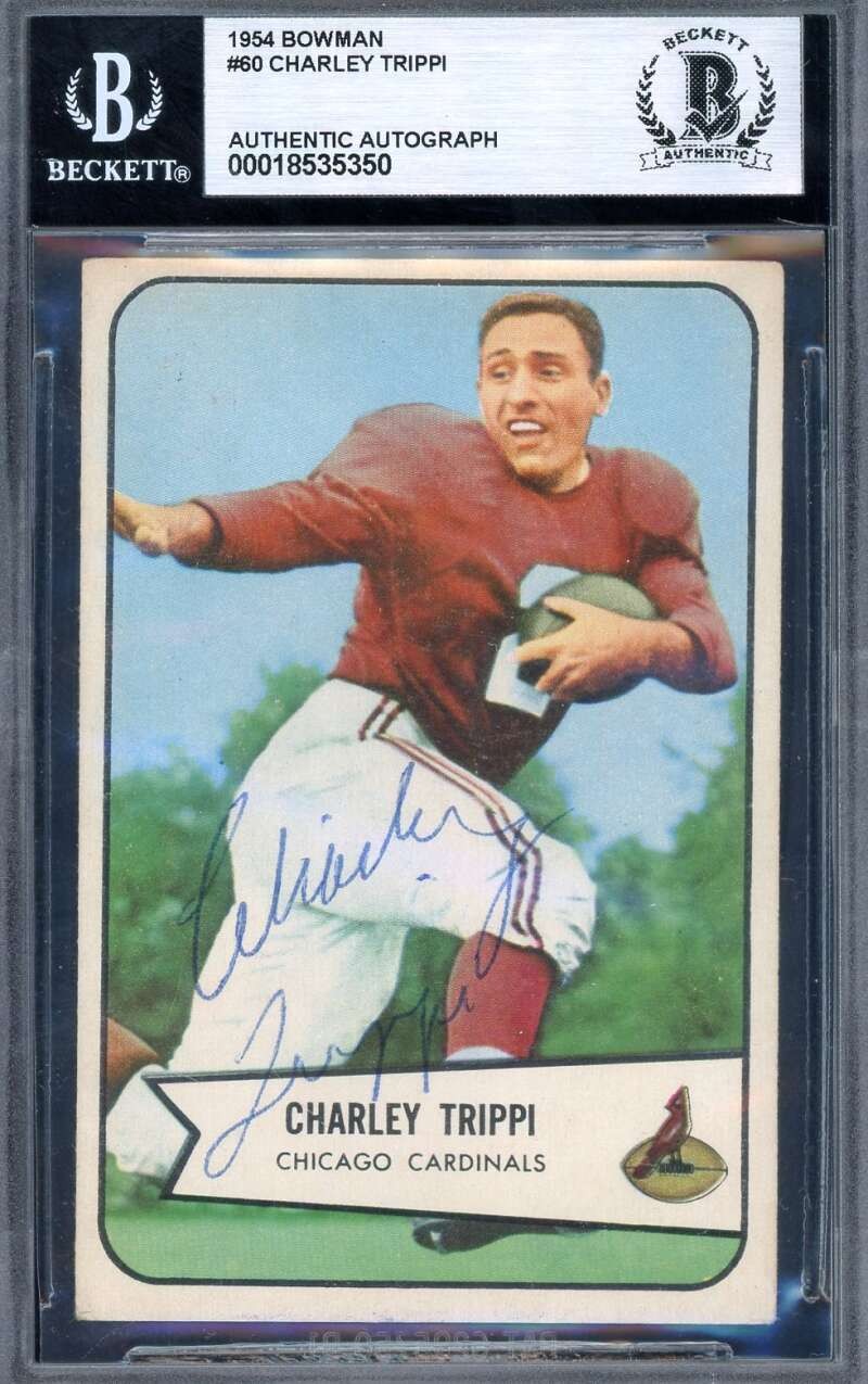 Charley Trippi Beckett BAS Vintage Signed 1954 Bowman Autograph
