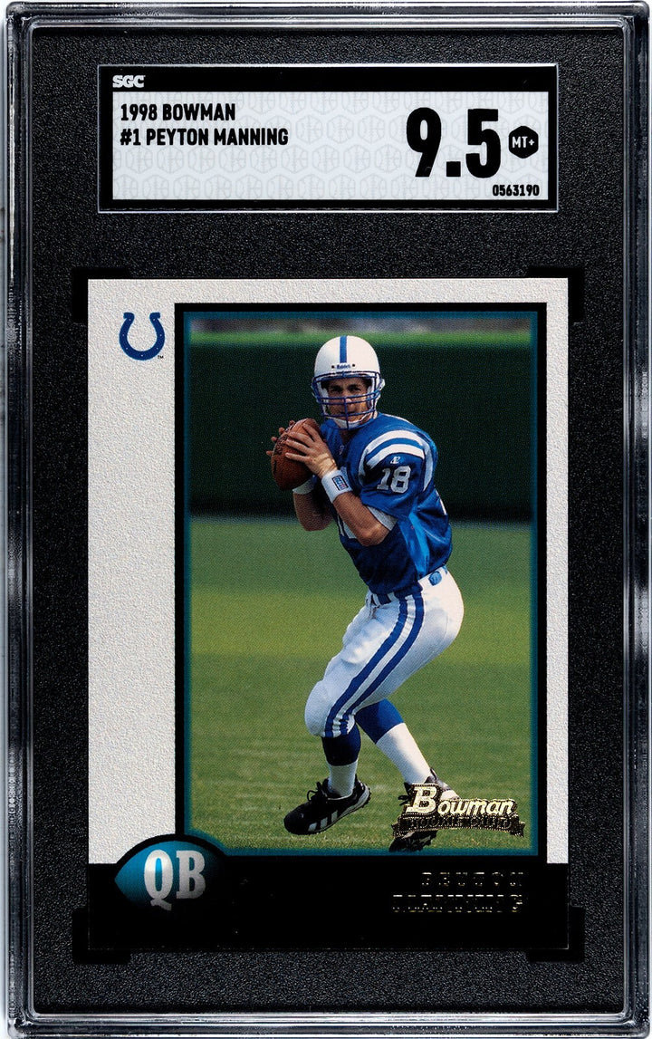Peyton Manning 1998 Bowman Rookie Card (RC) #1 Indianapolis - SGC Graded 9.5 MT+