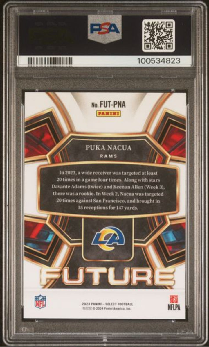 Graded 2023 Panini Select Puka Nacua #FUTPNA Future Rookie RC Card PSA 10 Mint