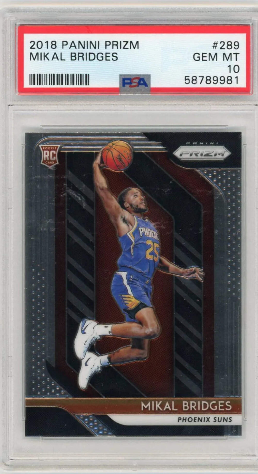 Graded 2018 Panini Prizm Mikal Bridges #289 Rookie RC Basketball Card PSA 10