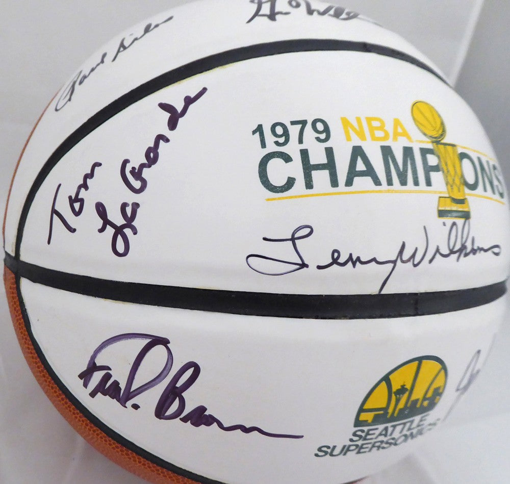 1978-79 NBA Champs Sonics Multi Auto Basketball 9 Sig Fred Brown Lenny Wilkens