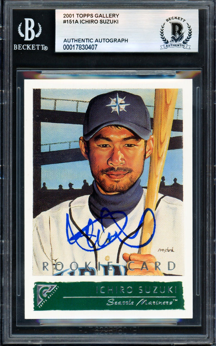 Ichiro Suzuki Auto 2001 Topps Gallery English RC 151 Mariners Beckett #17830407