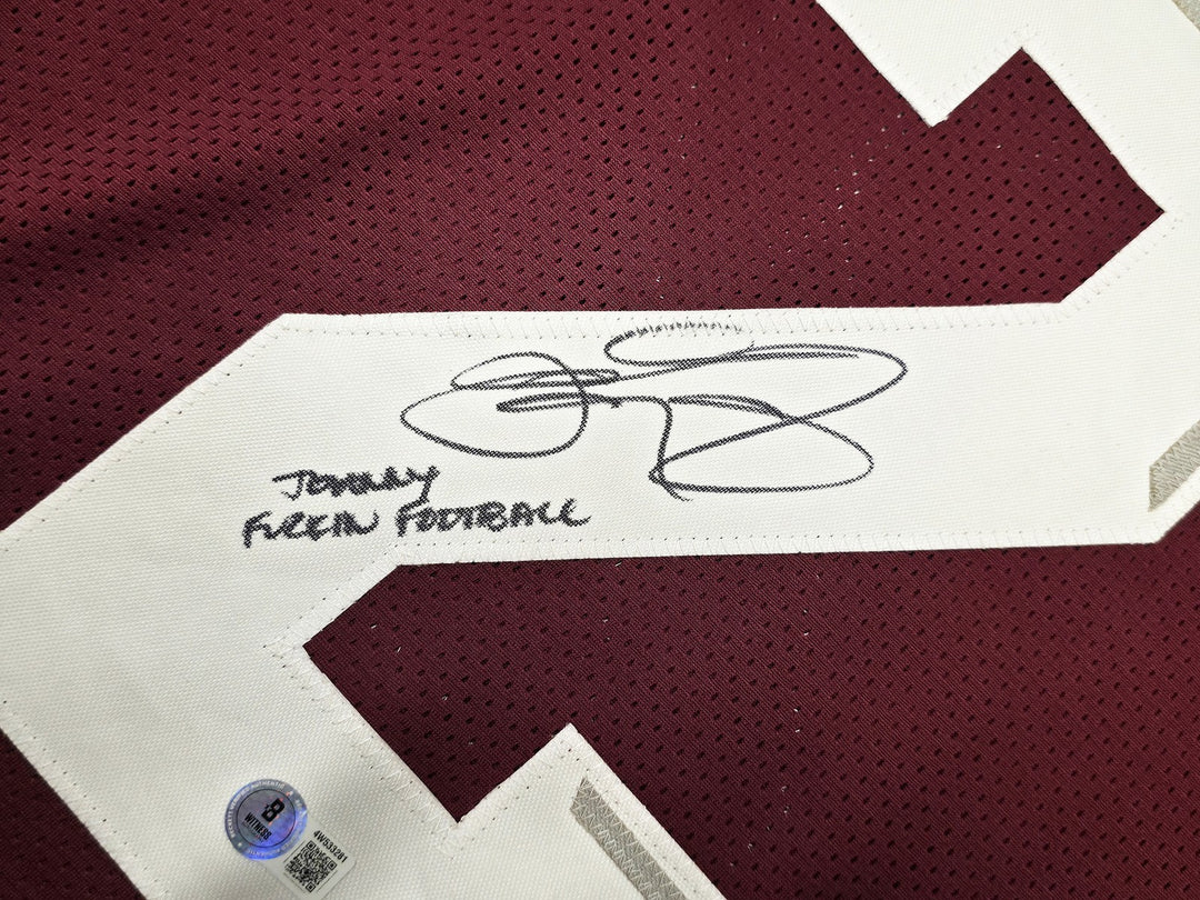 A & M Aggies Johnny Manziel Signed Maroon Jersey Beckett Wit Beckett Witness