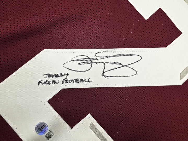 A & M Aggies Johnny Manziel Signed Maroon Jersey Beckett Wit Beckett Witness