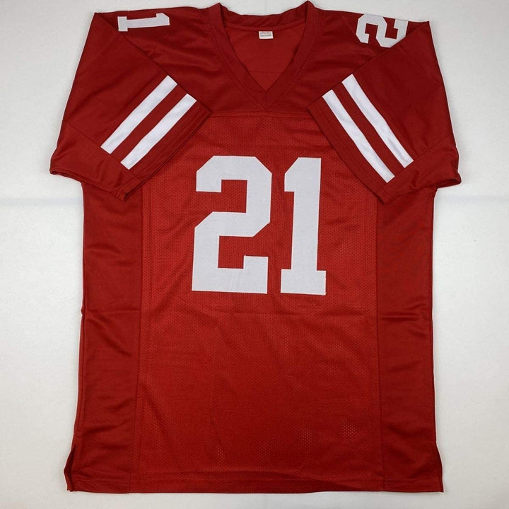 Autographed/Signed FRANK GORE San Francisco Red Jersey JSA COA Auto