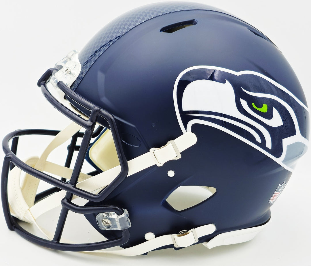 Tyler Lockett Auto Seahawks Blue Full Size Speed Authentic Helmet Go Hawks