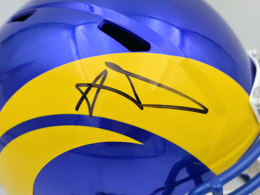 Aaron Donald Auto Rams 2020 Alt Blue Full Size Speed Replica Helmet Beckett Wit