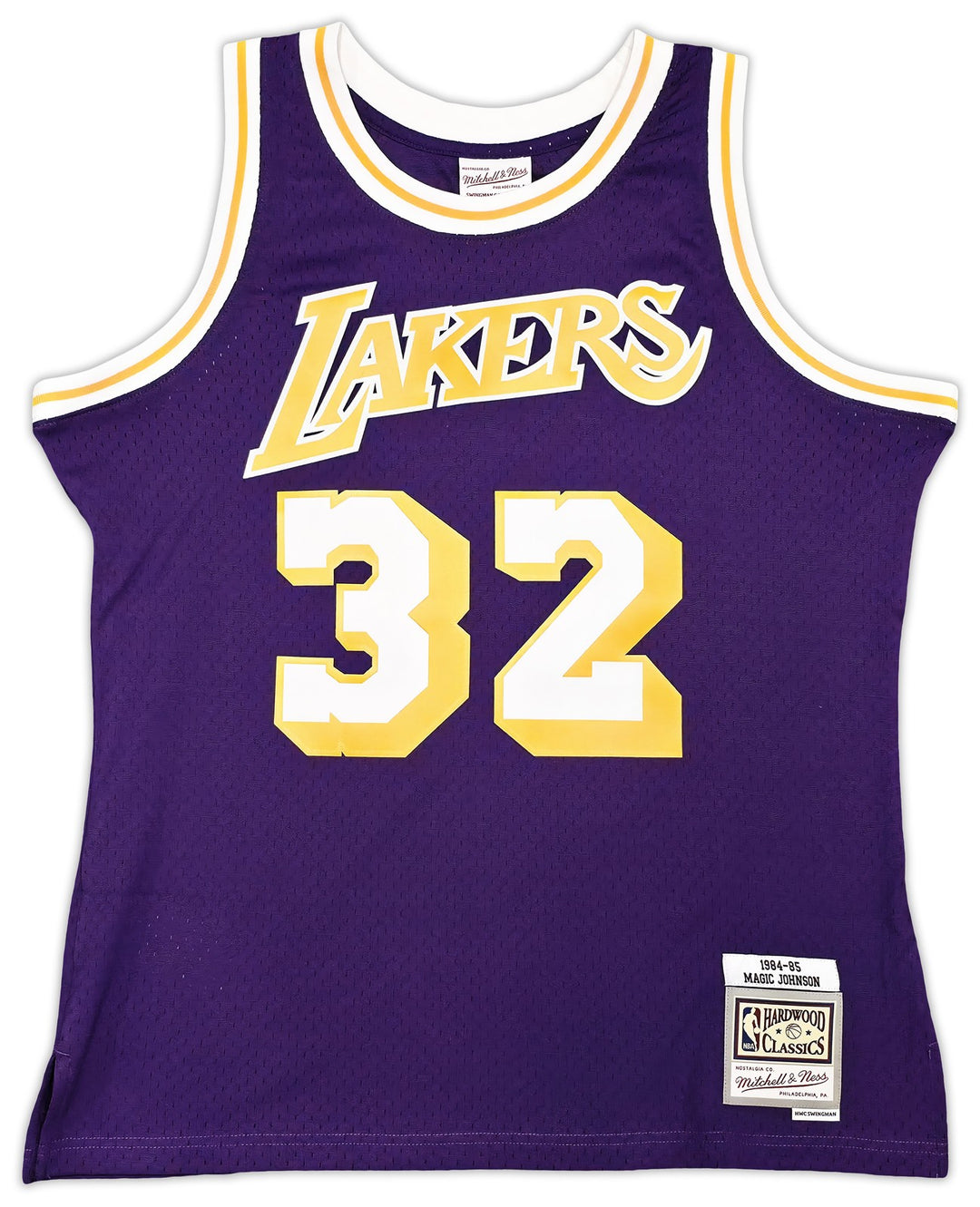 Lakers Magic Johnson Auto Purple Mitchell & Ness 1984 Swingman Jersey L Beckett