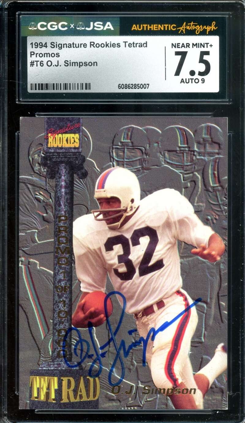O.J. Simpson Mint 9 CGC JSA Signed 1994 Signature Rookie Tetrad Autograph
