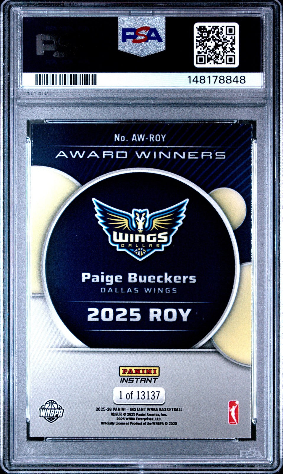 Graded 2025 Panini Instant Paige Bueckers #ROY Rookie RC Card PSA 10 Gem Mint