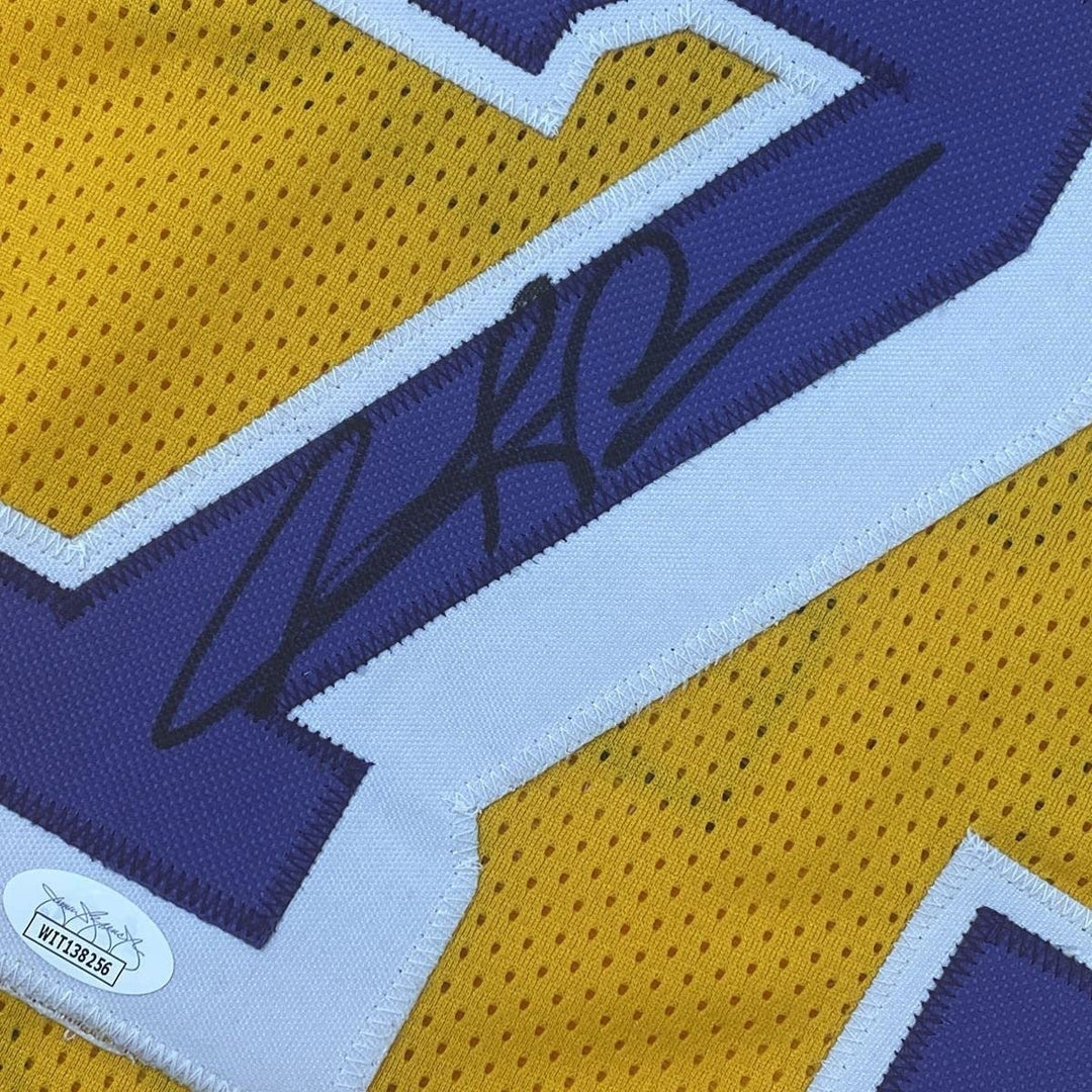 Autographed/Signed DENNIS RODMAN Los Angeles Yellow Jersey JSA COA #2