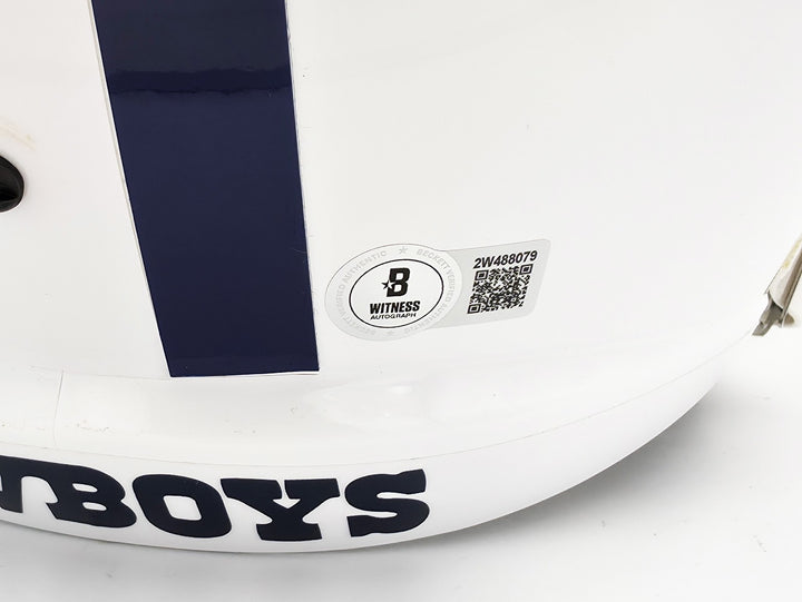 Roger Staubach Auto Cowboys 22 Alternate White Full Size Spd Rep Helmet Beckett