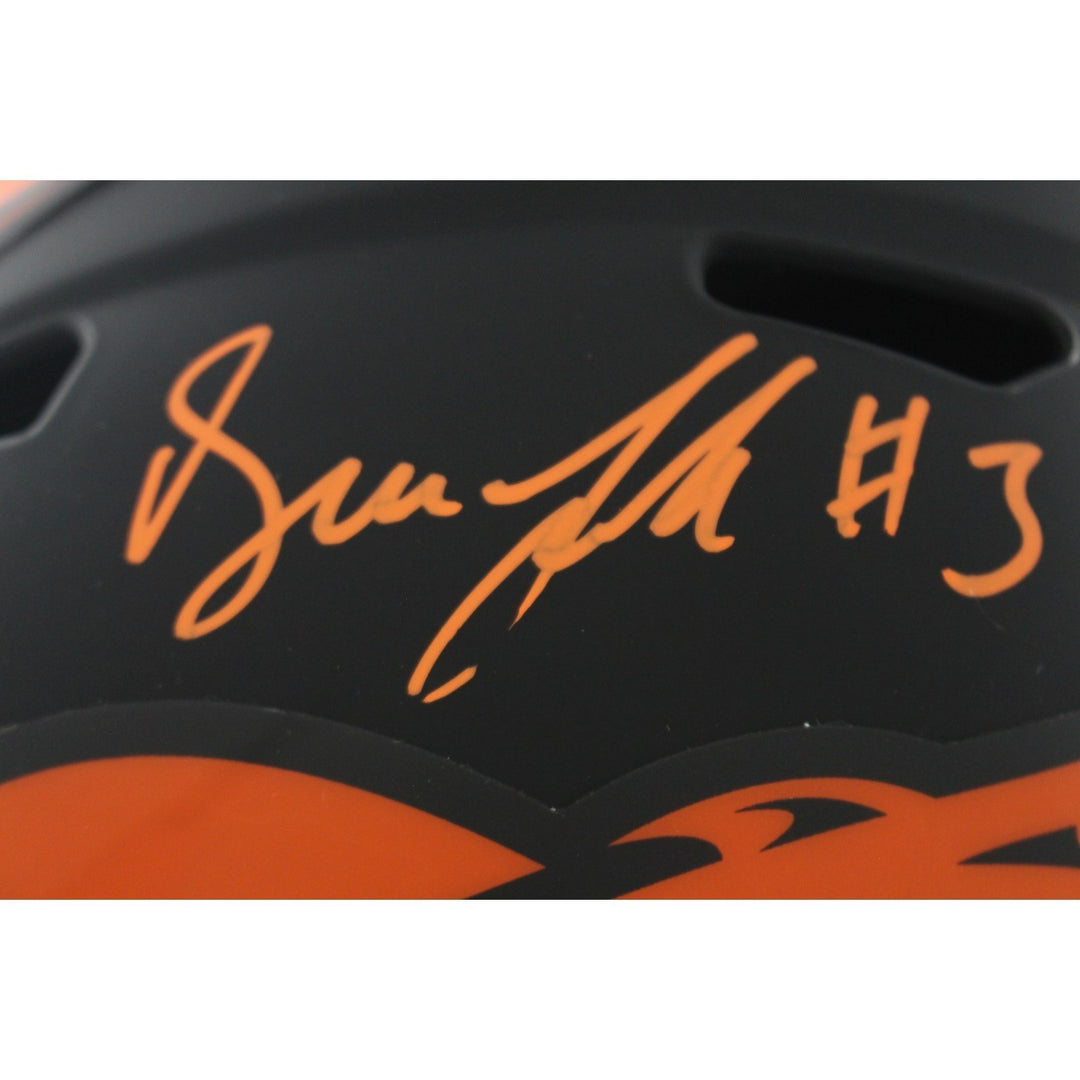 Drew Lock Autographed/Signed Denver Broncos F/S Eclipse Helmet BAS 29354