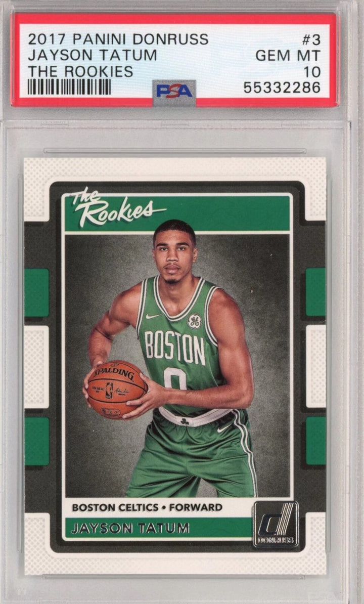 Graded 2017-18 Panini Donruss Jayson Tatum #3 The Rookies RC Card PSA 10 Mint