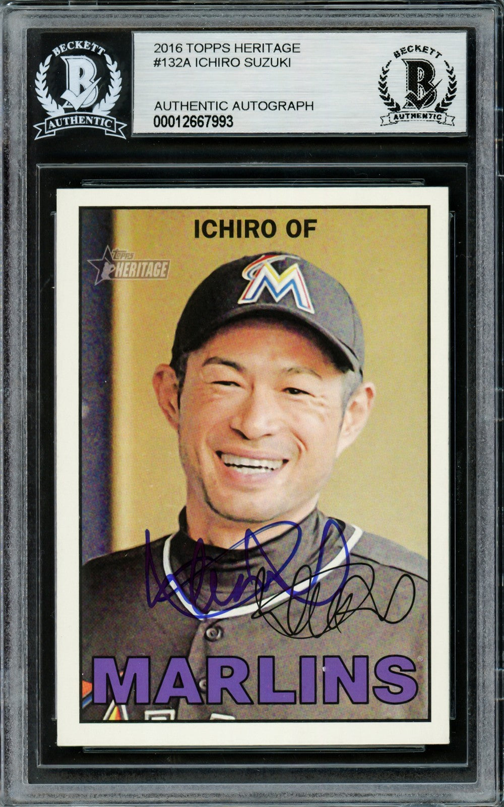 Ichiro Suzuki Signed 2016 Topps Heritage Card 132 Seattle Mariners Beckett