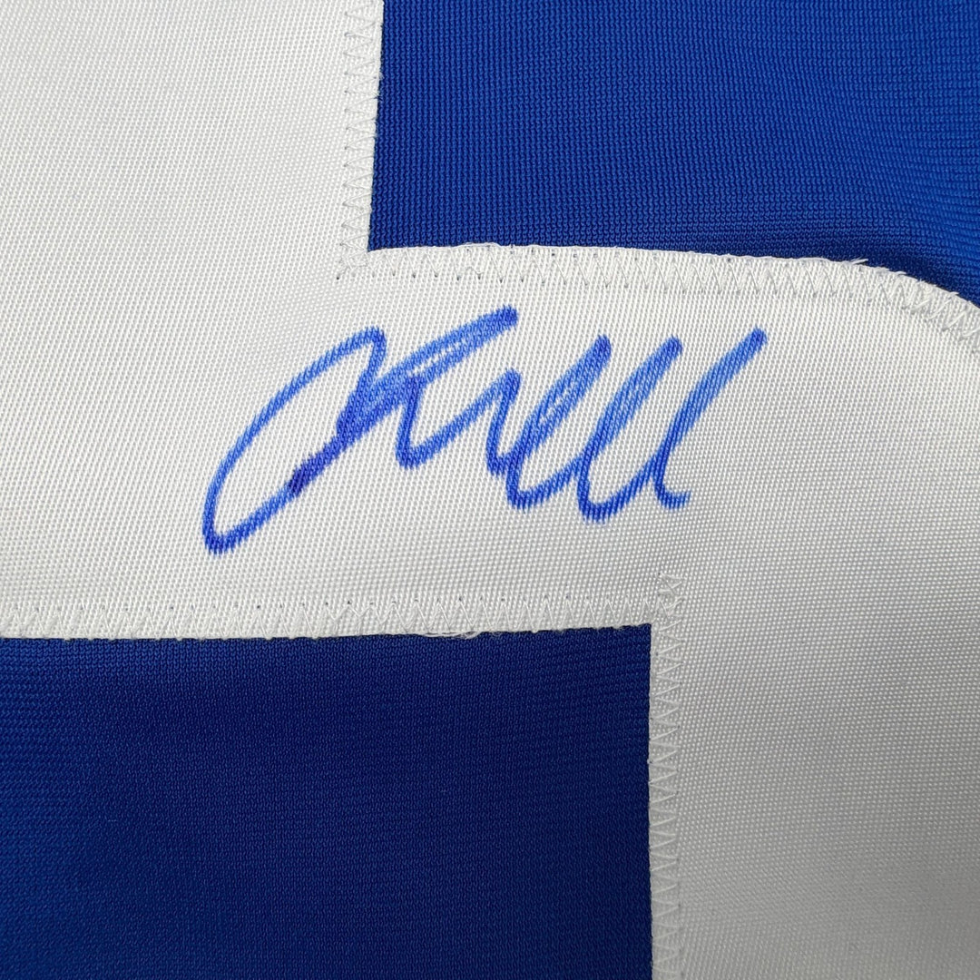 Autographed/Signed Jacob Markstrom Vancouver Blue Hockey Jersey Beckett COA