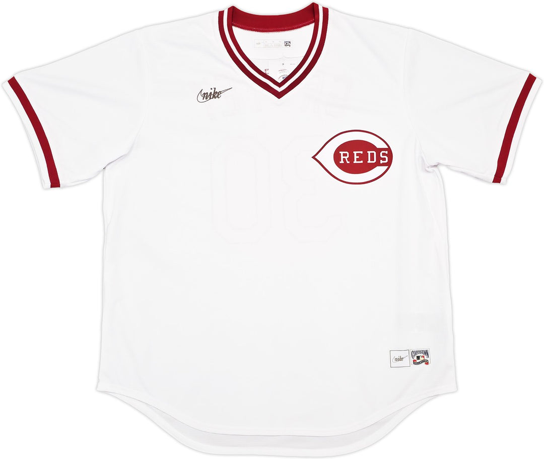 Reds Ken Griffey Sr. Auto White Nike Cooperstown Collection Jersey Sz XL Beckett