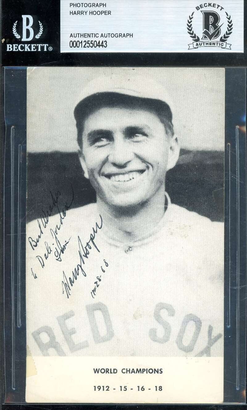 Harry Hooper Beckett BAS Signed 3x6 Photo Autograph