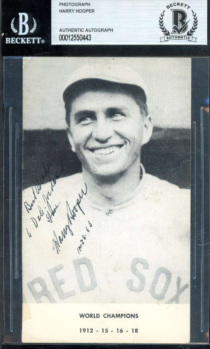 Harry Hooper Beckett BAS Signed 3x6 Photo Autograph