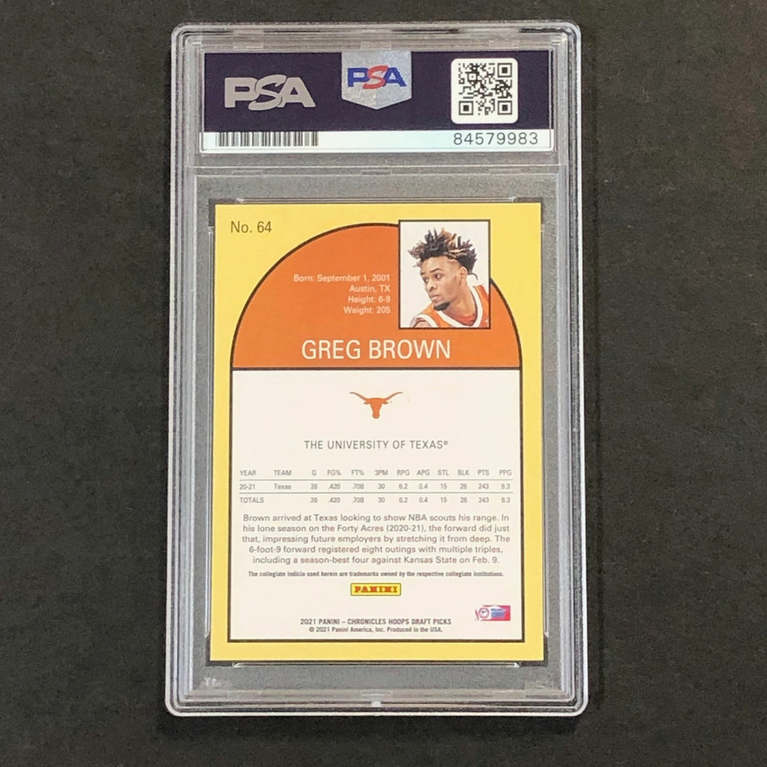 2021 Chronicles NBA Hoops #64 Greg Brown Signed AUTO PSA Slabbed Texas