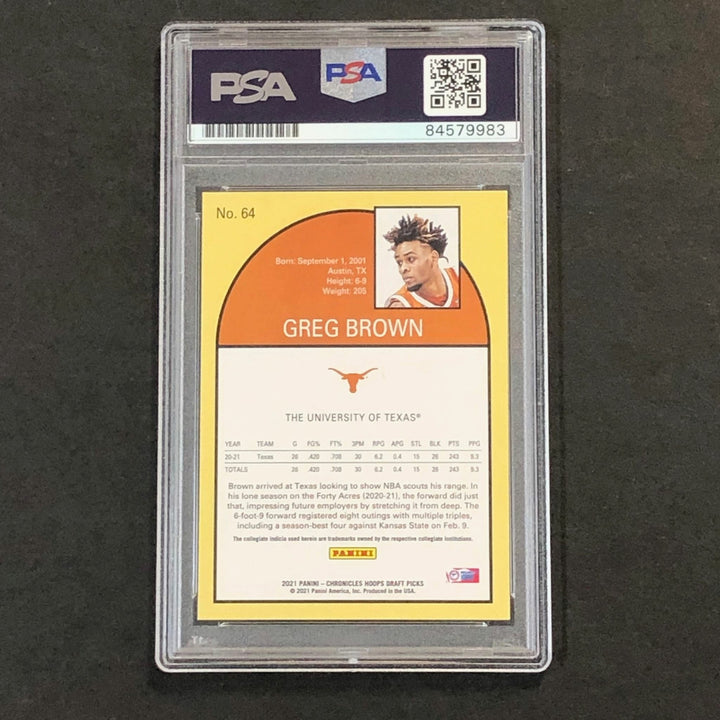 2021 Chronicles NBA Hoops #64 Greg Brown Signed AUTO PSA Slabbed Texas