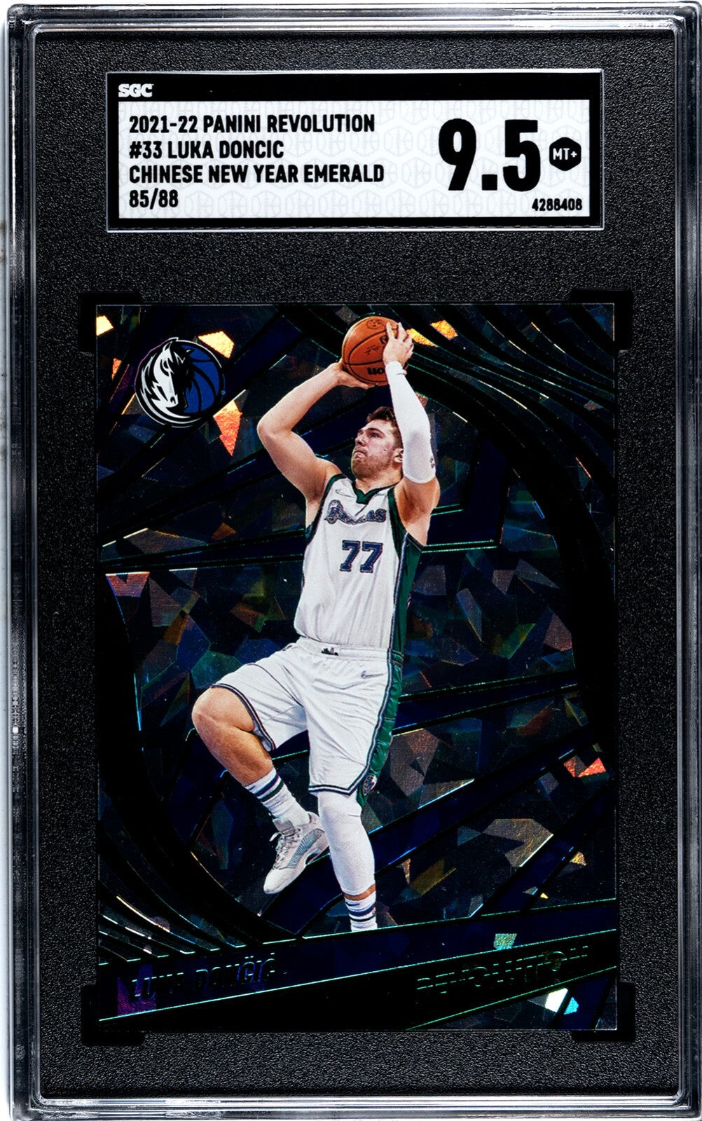 Luka Doncic 2021-22 Panini Revolution Emerald Card #33 /88- SGC Graded 9.5 Mint+