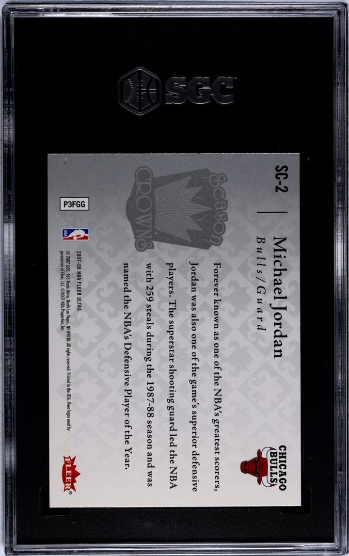 Michael Jordan 2007-08 Fleer Ultra Season Crowns Card #SC-2-SGC Graded 9.5 Mint+