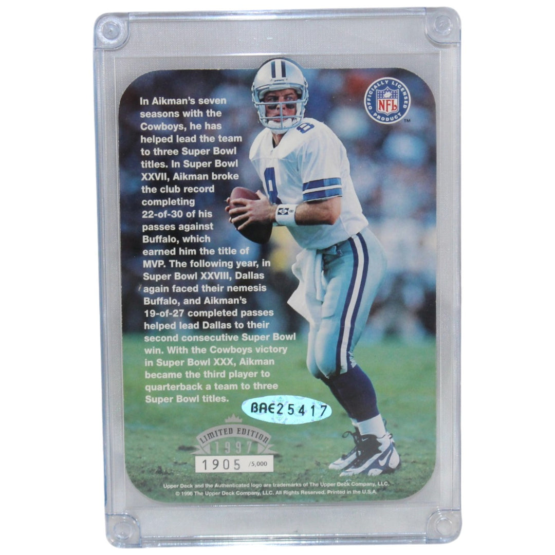Troy Aikman Autographed Dallas Cowboys 96 Upper Deck /500 LE Trading Card 55952
