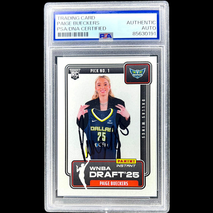 PAIGE BUECKERS SIGNED 2025 INSTANT DRAFT NIGHT WNBA ROOKIE CARD #DN1 PSA/DNA