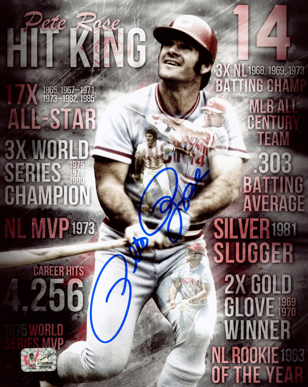 Pete Rose Autographed Signed 8x10 Photo Cincinnati Reds PR Holo