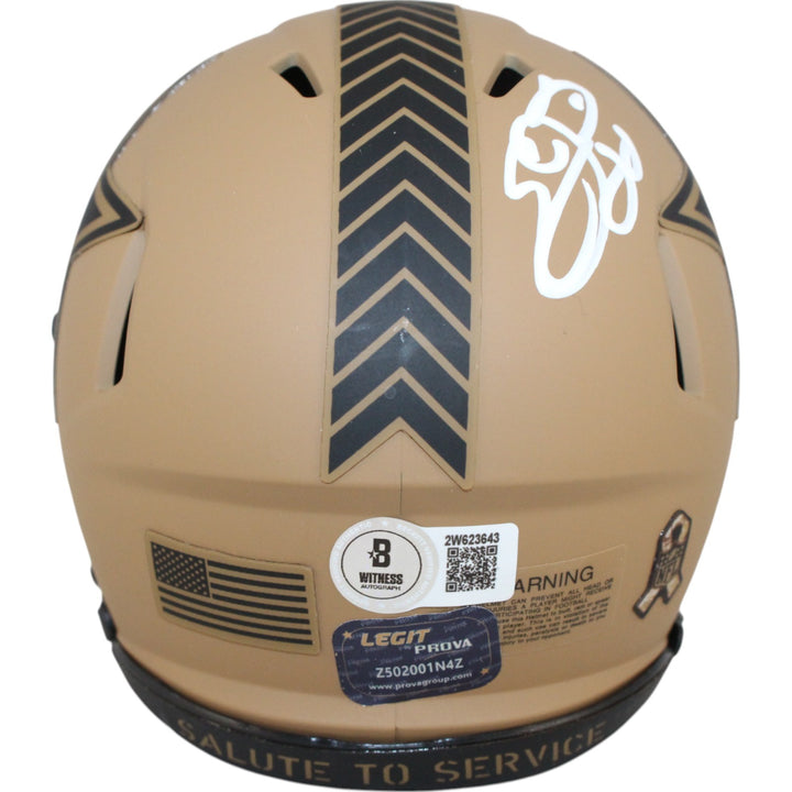 Emmitt Smith Autographed Dallas Cowboys 23 Salute Mini Helmet Beckett 50836