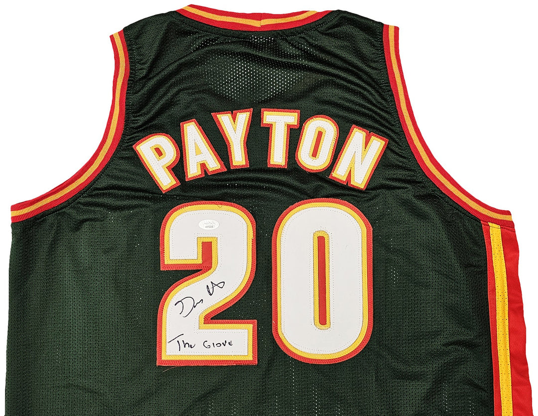 Seattle Supersonics Gary Payton Auto Signed Dark Green Jersey "The Glove" JSA